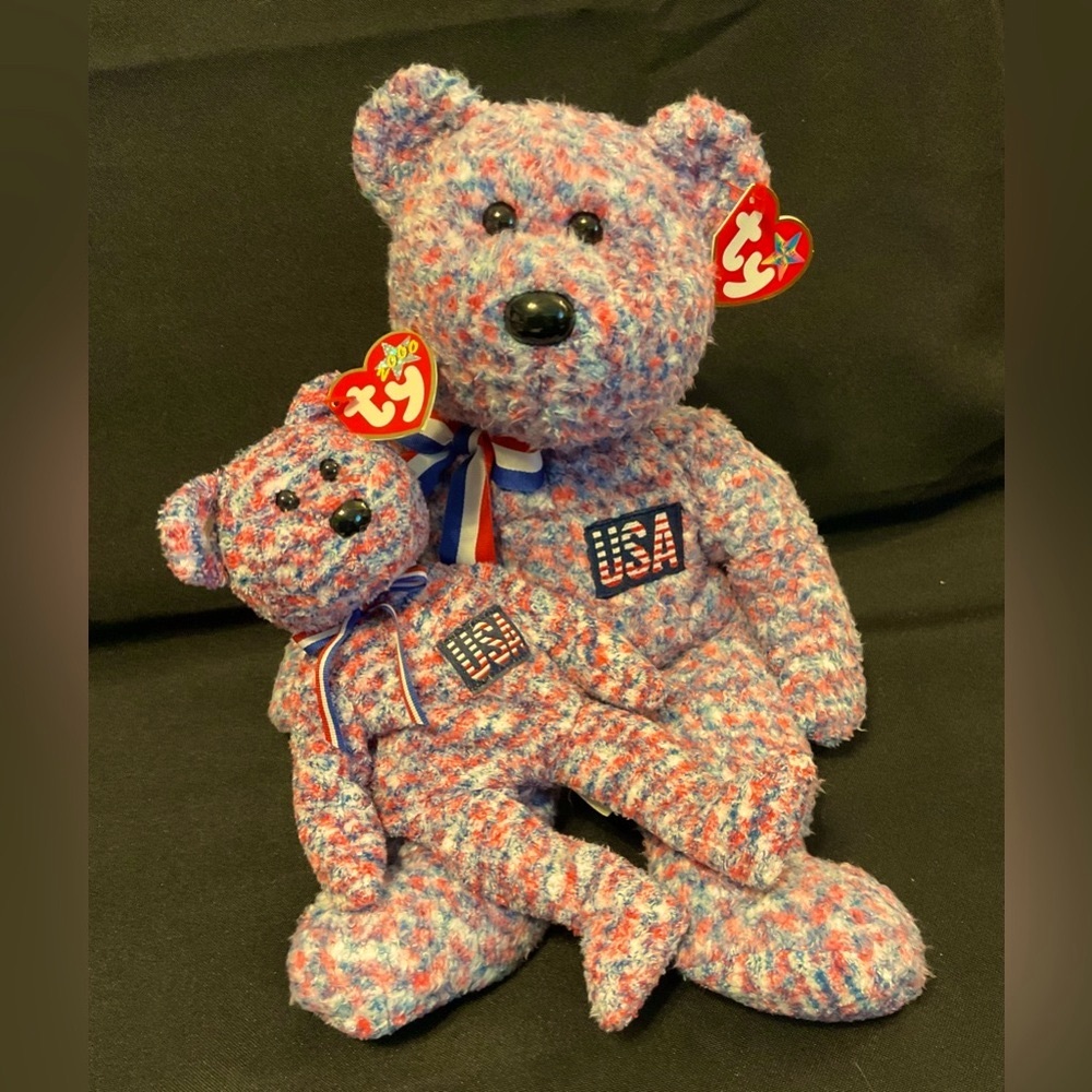 Ty USA matching teddy bears buddy & beanie baby 4th of July 🇺🇸 Independence Day